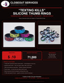 "Texting Kills" Silicone Thumb Rings