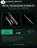 Metal Telescoping Straw Kit w/ Case & Cleaning Brush
