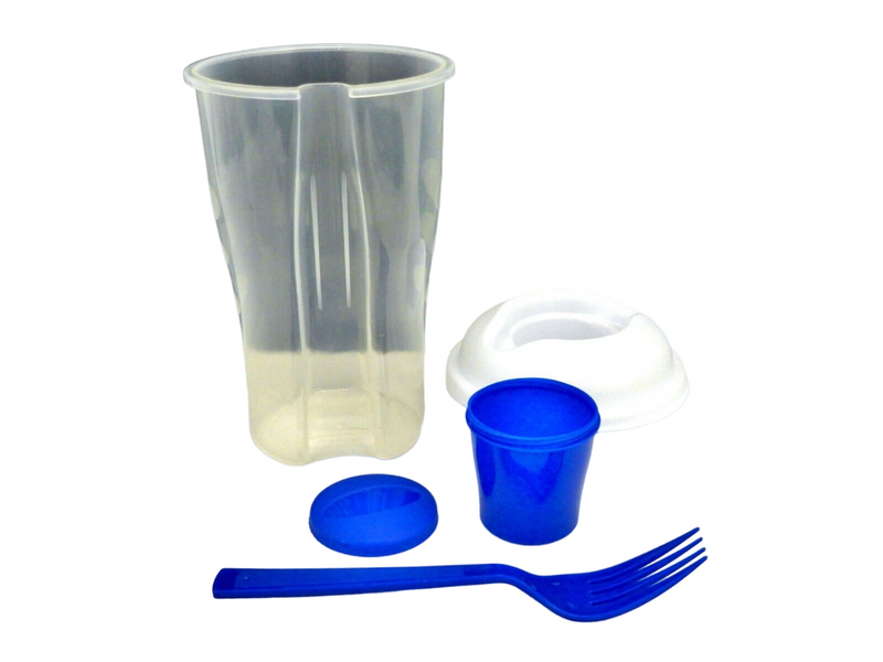 Closeout Services Corp. Salad-To-Go Lunch Kit, Lidded Shaker Cup, Fork, Dressing Container.