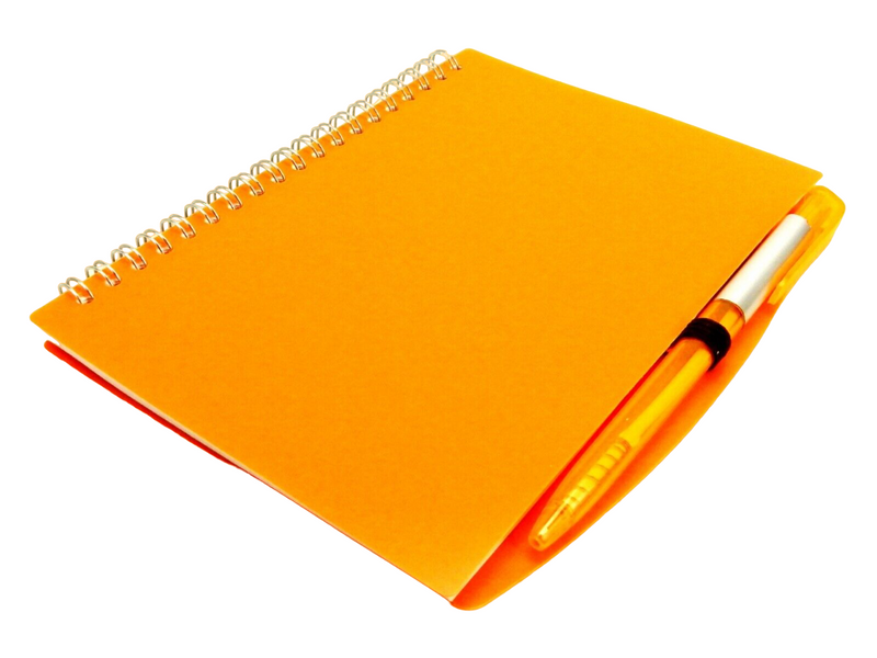 Vibrant Translucent Orange Spiral Notebook with Pen - 120 Unlined Pages - Organize Your Thoughts in Style