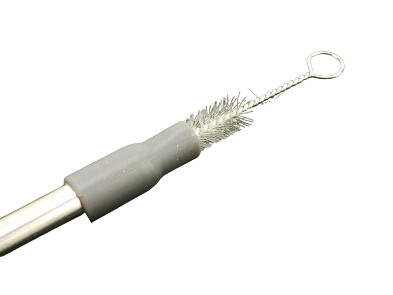 Reusable Metal Telescoping Straw with Case, Silicone Tip, and Cleaning Brush.