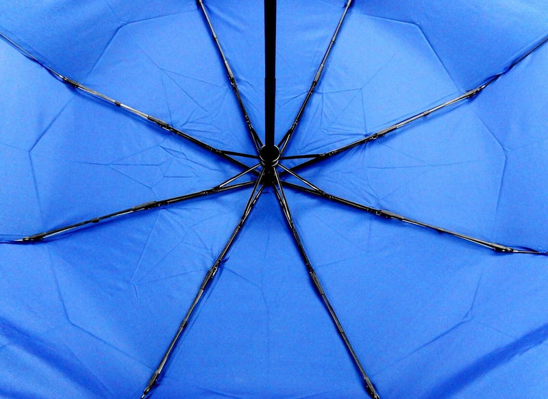 Compact Folding Umbrella, Blue w/Sleeve, 38" Canopy, Auto Open.