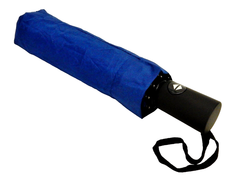 Compact Folding Umbrella, Blue w/Sleeve, 38" Canopy, Auto Open.