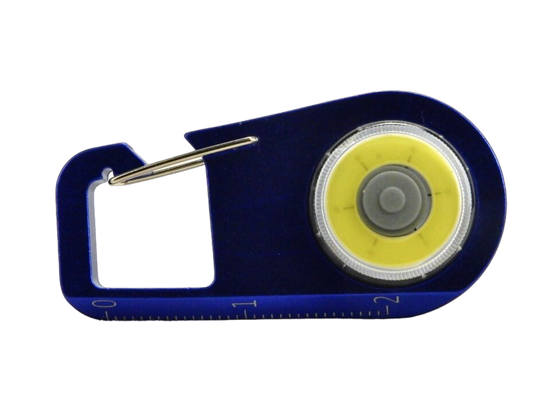 Aluminum Carabiner Key Clip w/LED Strobe, 2" Ruler, Royal Blue.