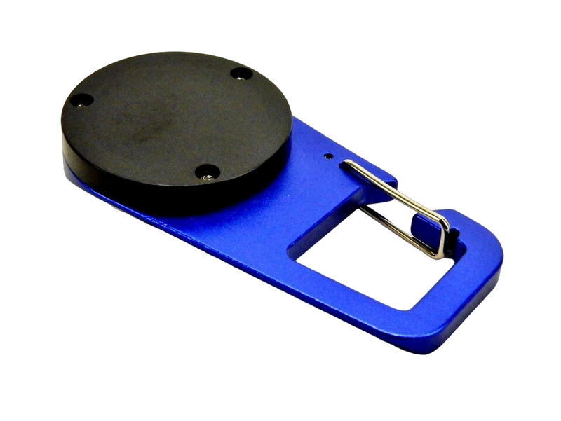 Aluminum Carabiner Key Clip w/LED Strobe, 2" Ruler, Royal Blue.