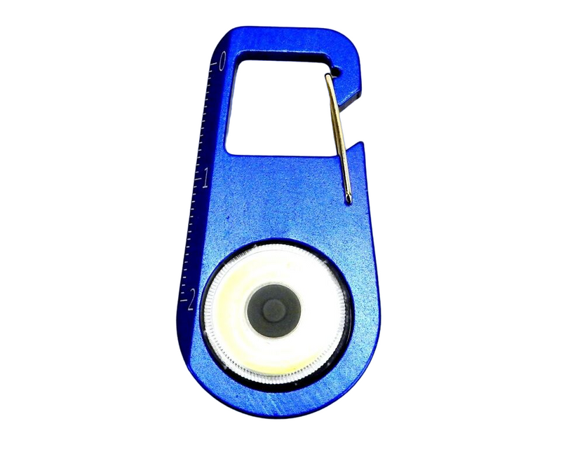 Aluminum Carabiner Key Clip w/LED Strobe, 2" Ruler, Royal Blue.
