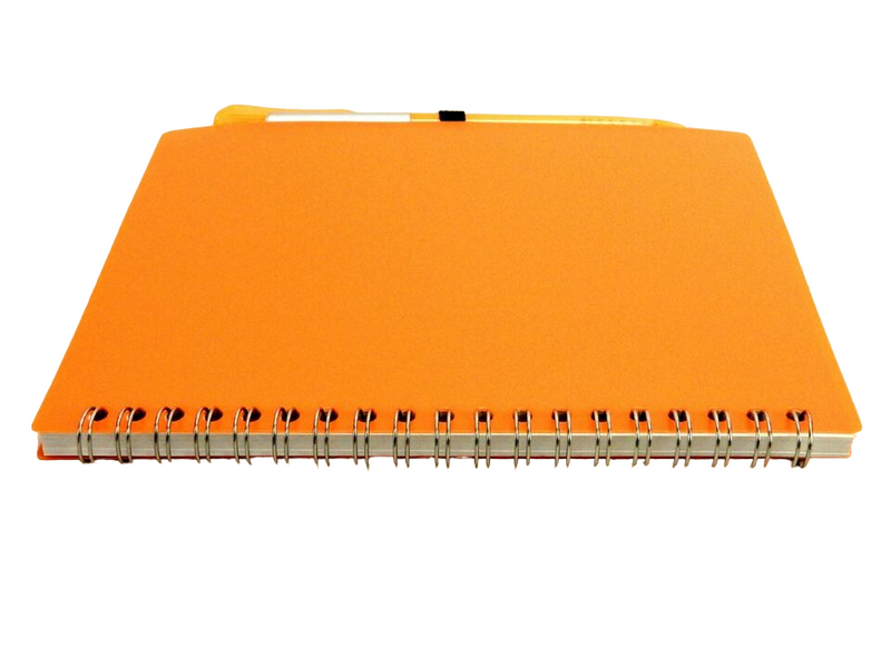 Vibrant Translucent Orange Spiral Notebook with Pen - 120 Unlined Pages - Organize Your Thoughts in Style