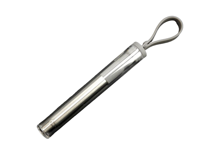 Reusable Metal Telescoping Straw with Case, Silicone Tip, and Cleaning Brush.