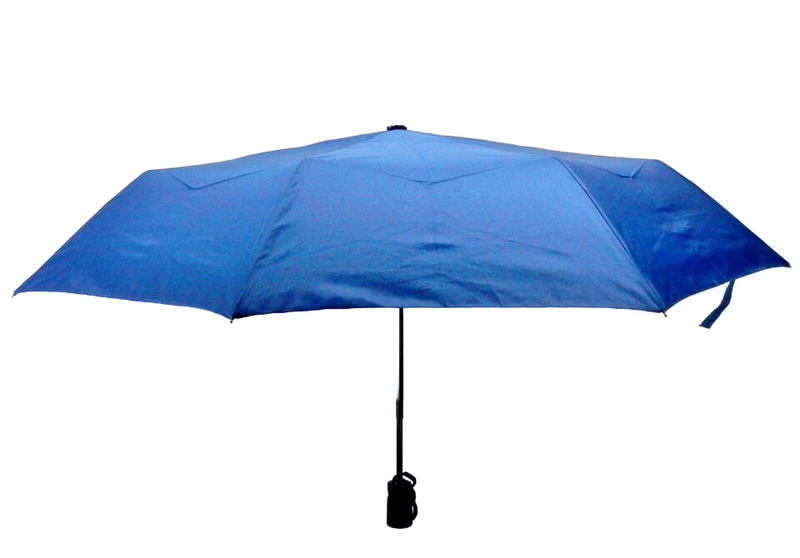 Compact Folding Umbrella, Blue w/Sleeve, 38" Canopy, Auto Open.