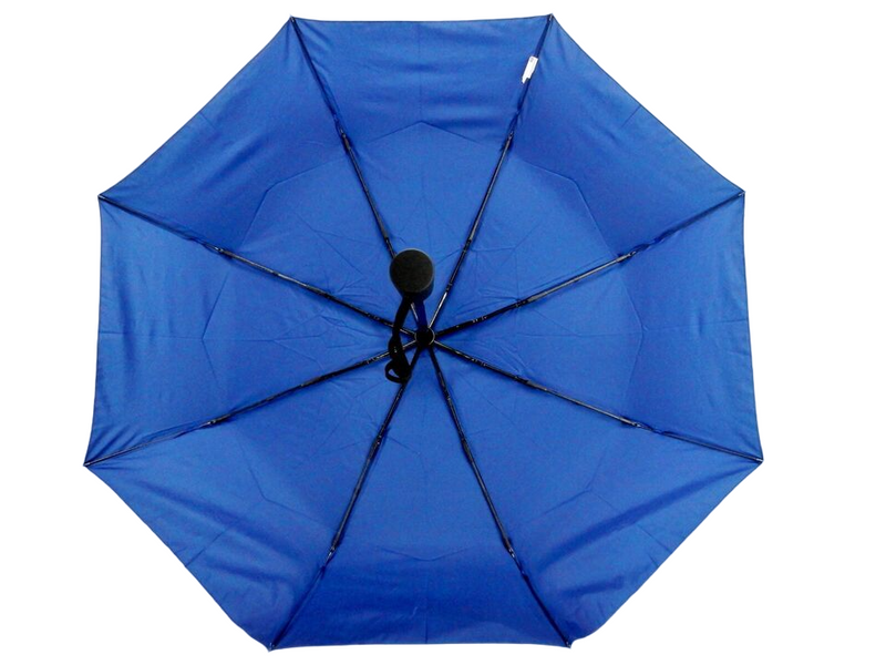 Compact Folding Umbrella, Blue w/Sleeve, 38" Canopy, Auto Open.