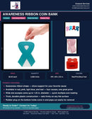 Awareness Ribbon Coin Bank — red, pink, light blue, teal