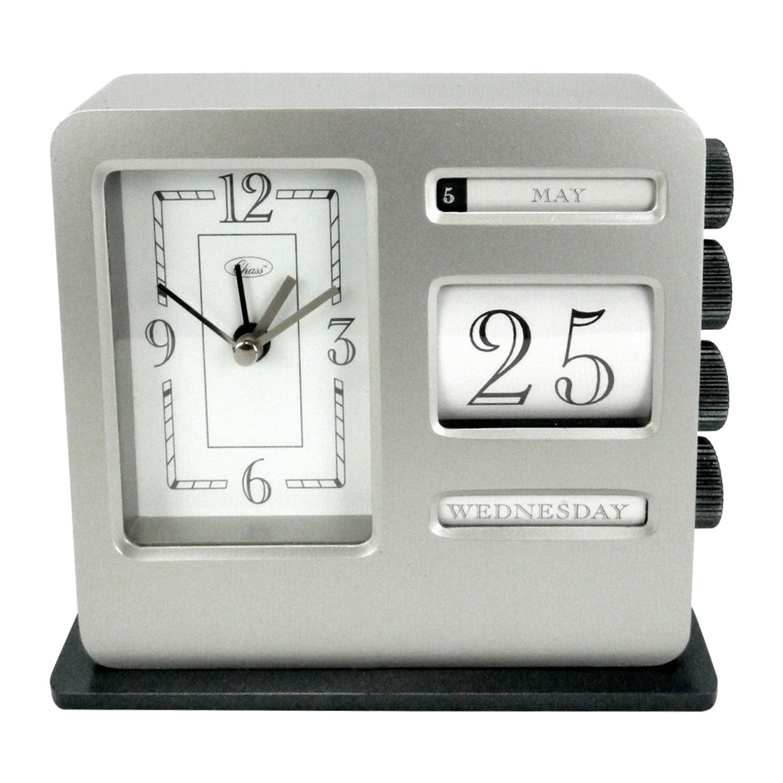 Chass Banker's Desk Analog Alarm Clock & Calendar