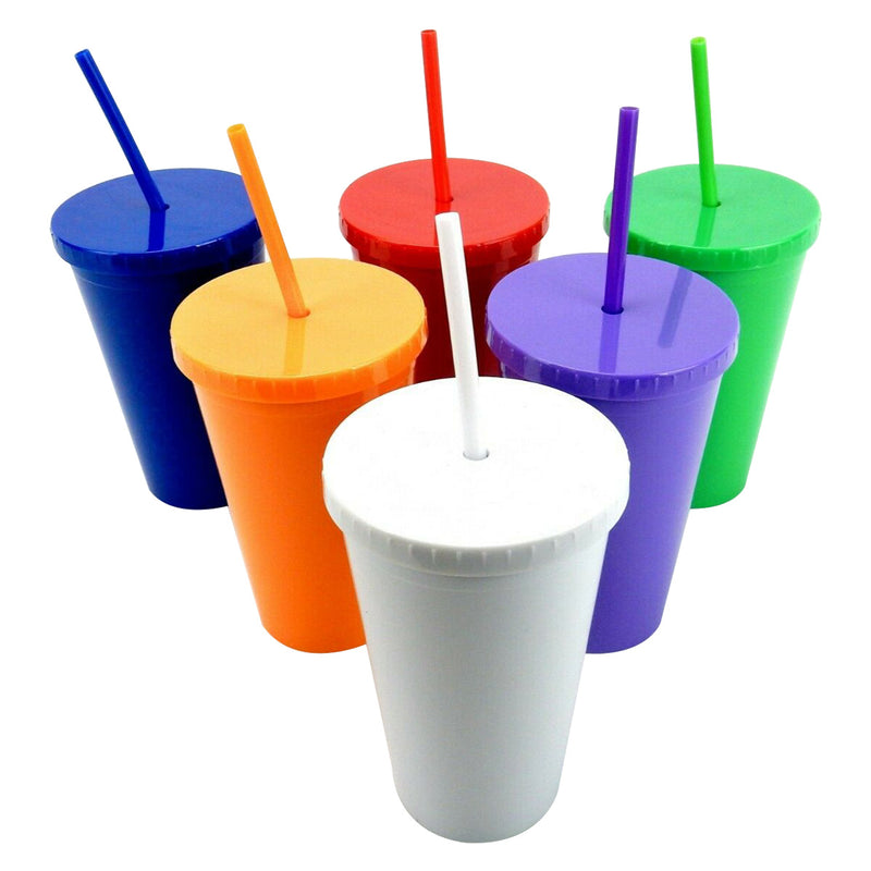 16 Oz Tumblers With Straw and Lid - Wholesale Deal