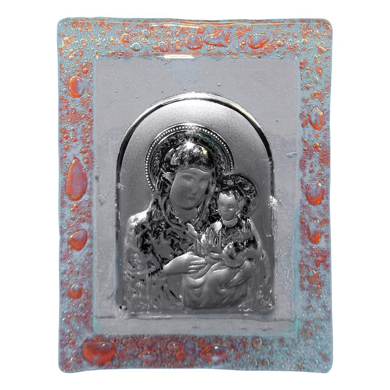 Glass Icon/Plaque, Madonna With Child