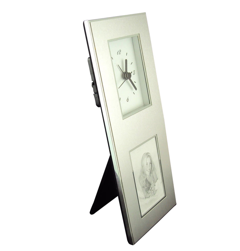 2" X 3" Aluminum Photo Frame Desk Clock