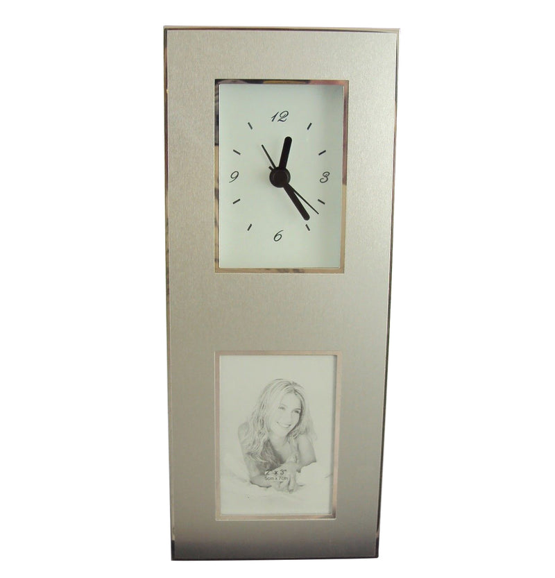 2" X 3" Aluminum Photo Frame Desk Clock