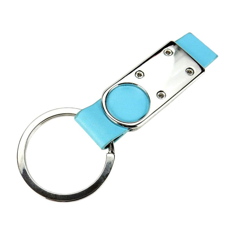 Faux Leather Key Tag with Decorative Metal Overlay