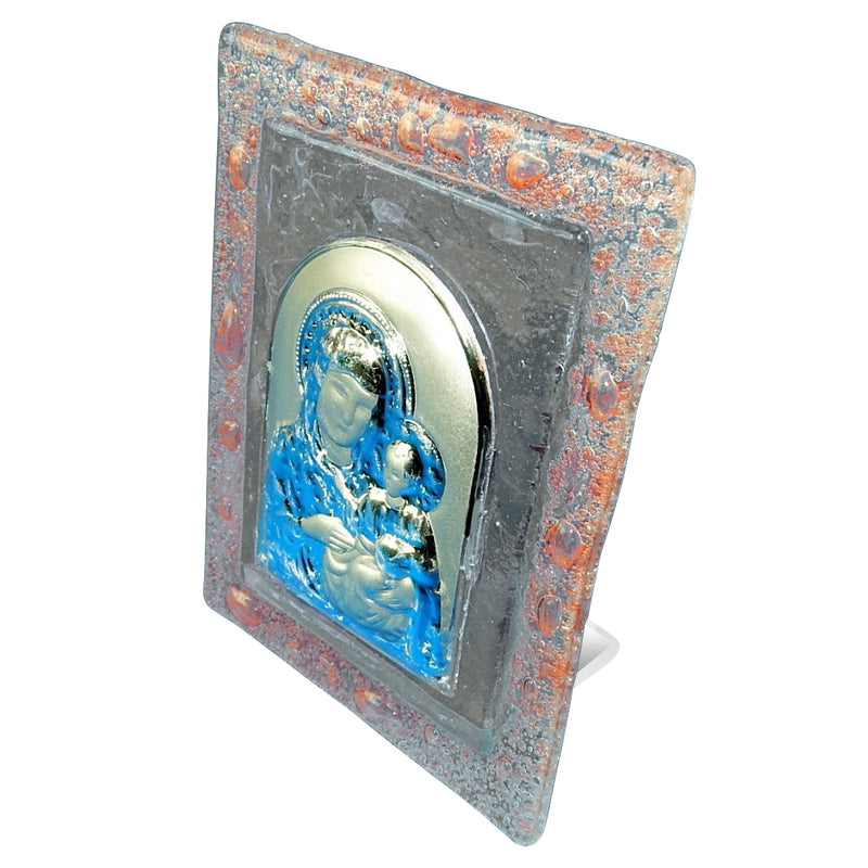 Glass Icon/Plaque, Madonna With Child