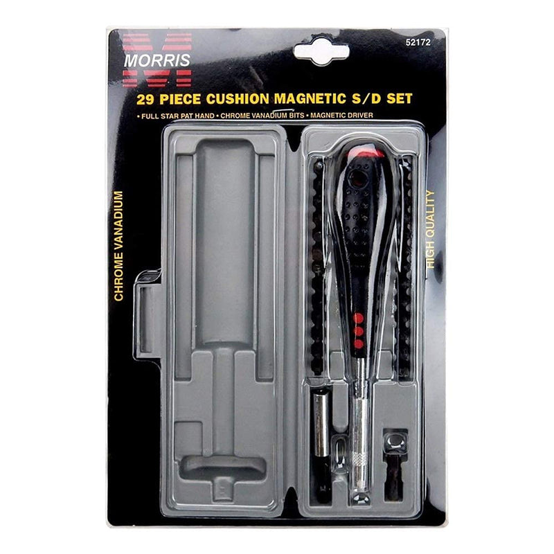 Morris Ergonomic Cushion Grip Screwdriver and Magnetic Bit Set, 29 Piece
