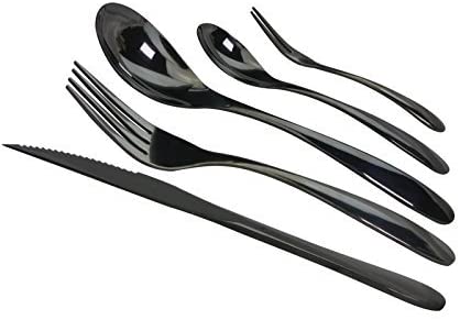 5 PCs Black Flatware Set With Luxurious Mirror Finish