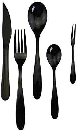 5 PCs Black Flatware Set With Luxurious Mirror Finish