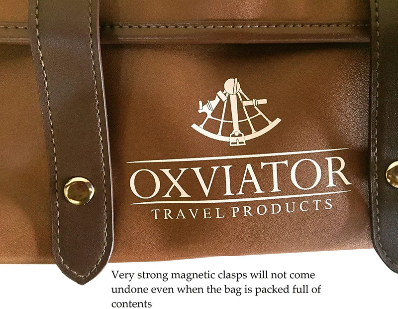 OXVIATOR Hanging Leather Toiletry Bag