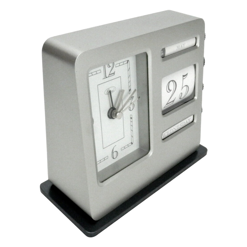 Chass Banker's Desk Analog Alarm Clock & Calendar