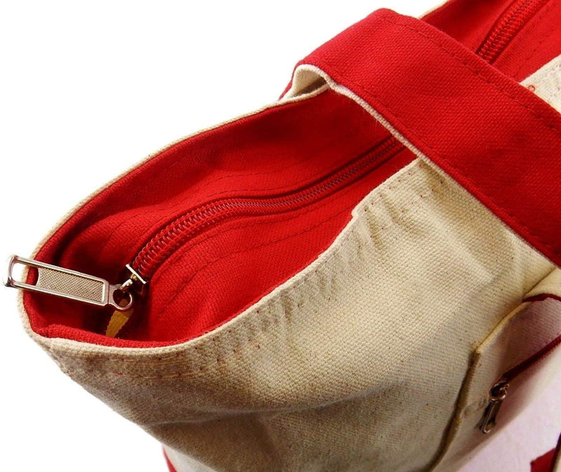 Cotton Canvas Tote Bag with Zipper Closure