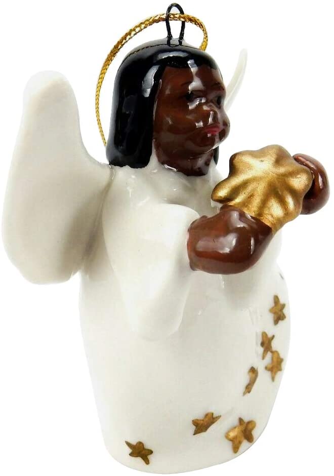 Porcelain African American Angel Christmas Tree Ornaments