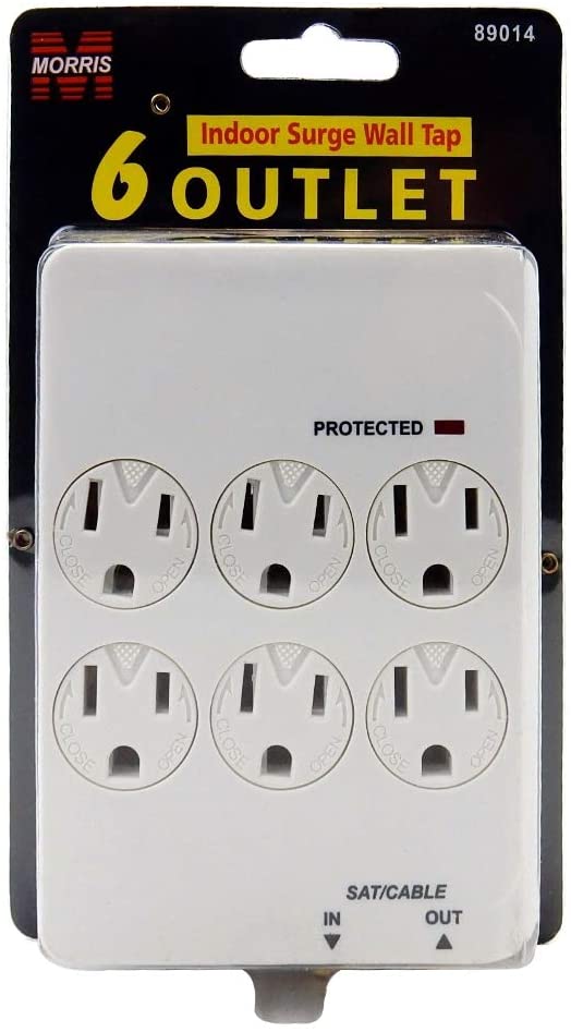 6 AC Outlet Power Block with with CATV in/Out Protect - 450 Joules Surge Protection
