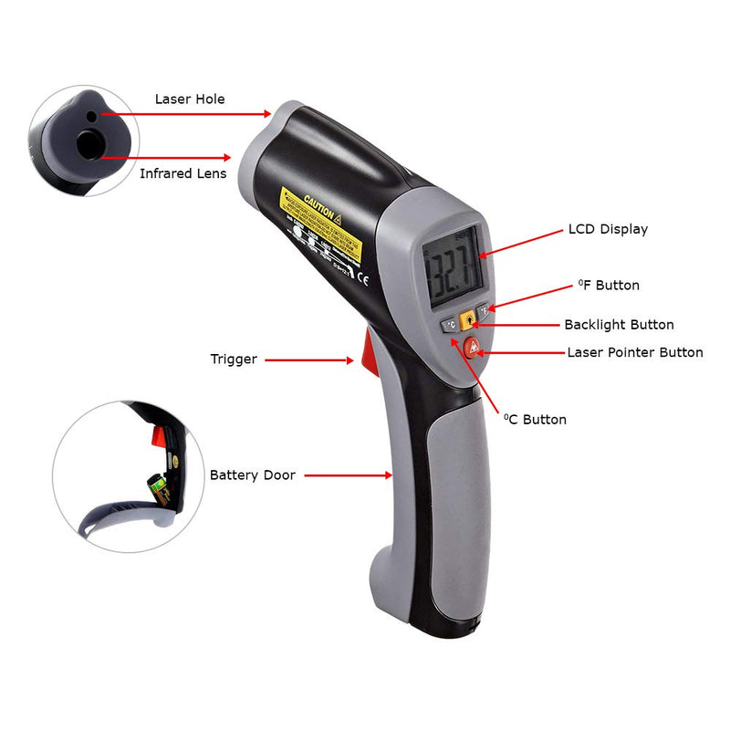 Professional Infrared High Temp Thermometer with Laser Pointer