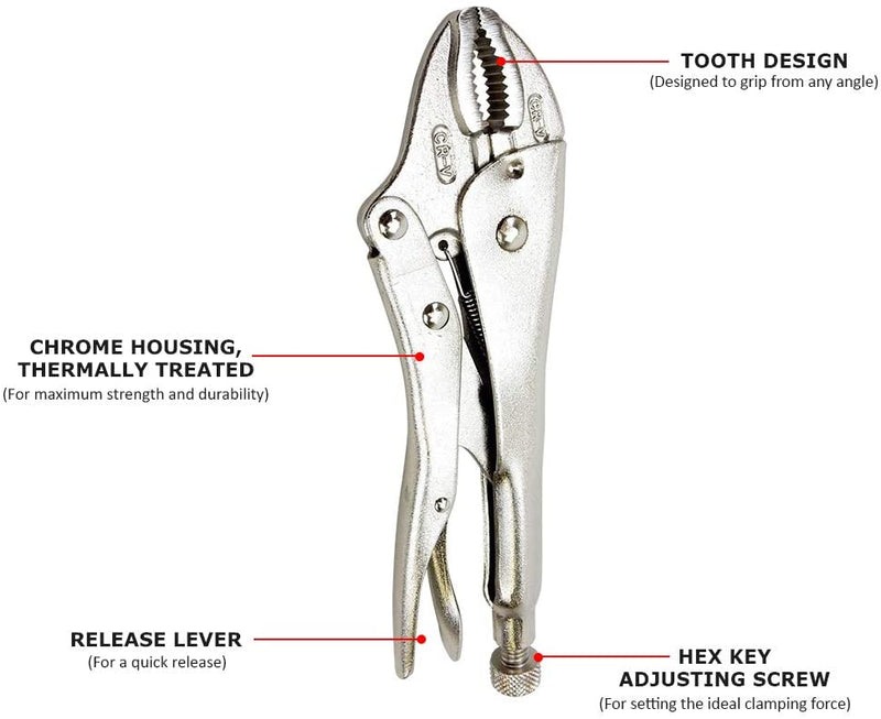 9" Lock Grip Pliers With Built-In Wire Cutter