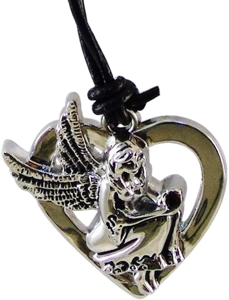 3D Guardian Angel Charm with Genuine Leather Tether