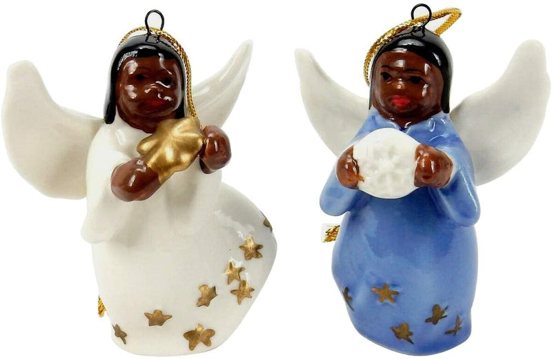 Porcelain African American Angel Christmas Tree Ornaments