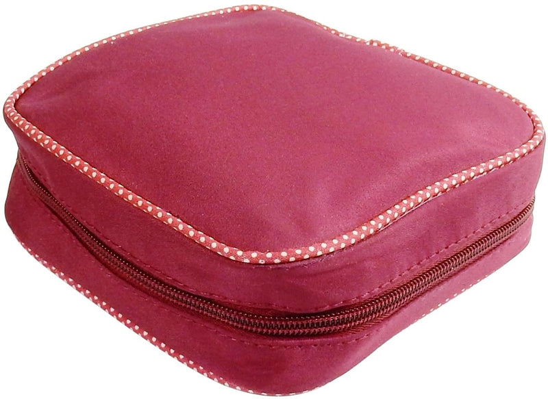 Zippered Jewelry Caddy, Maroon with Dots