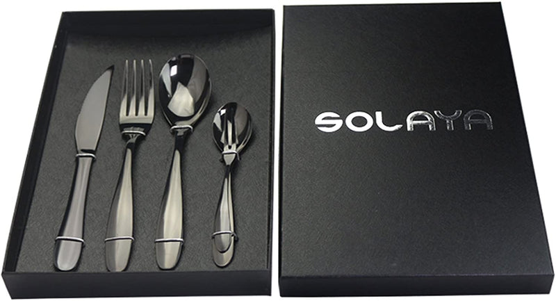 5 PCs Black Flatware Set With Luxurious Mirror Finish