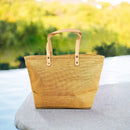 Jute Tote Bag With Leather Handles