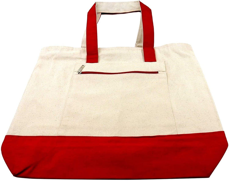 Cotton Canvas Tote Bag with Zipper Closure