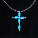 Winter Blue Faux Gemstones Cross Necklace
