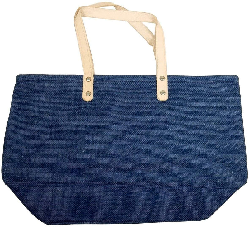 Jute Tote Bag With Leather Handles