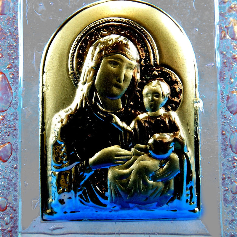 Glass Icon/Plaque, Madonna With Child