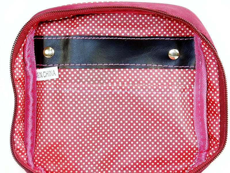 Zippered Jewelry Caddy, Maroon with Dots