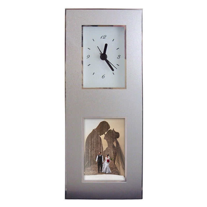 2" X 3" Aluminum Photo Frame Desk Clock