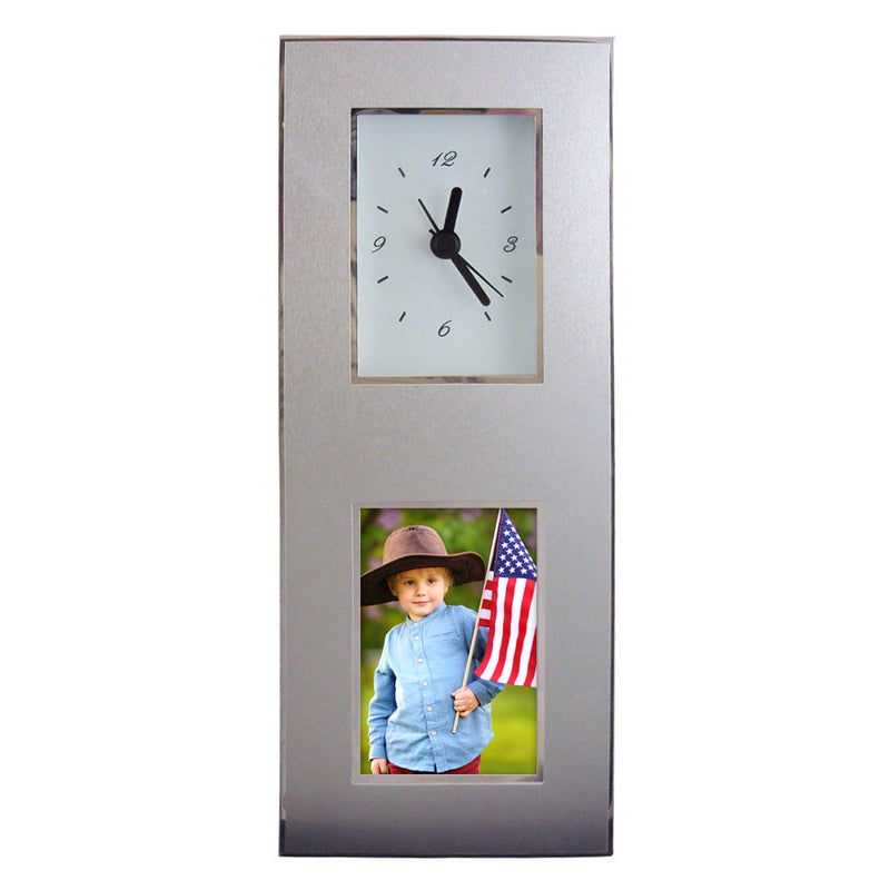 2" X 3" Aluminum Photo Frame Desk Clock