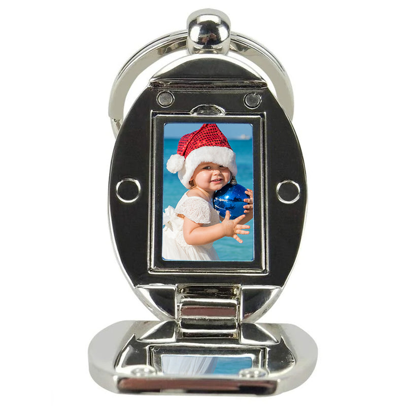 Chrome Metal Photo Keychain