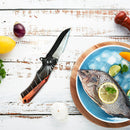 Alpha Outpost Wood & Black Metal Handle Folding Pocket Field Knife