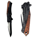 Alpha Outpost Wood & Black Metal Handle Folding Pocket Field Knife