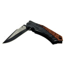 Alpha Outpost Wood & Black Metal Handle Folding Pocket Field Knife