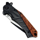 Alpha Outpost Wood & Black Metal Handle Folding Pocket Field Knife
