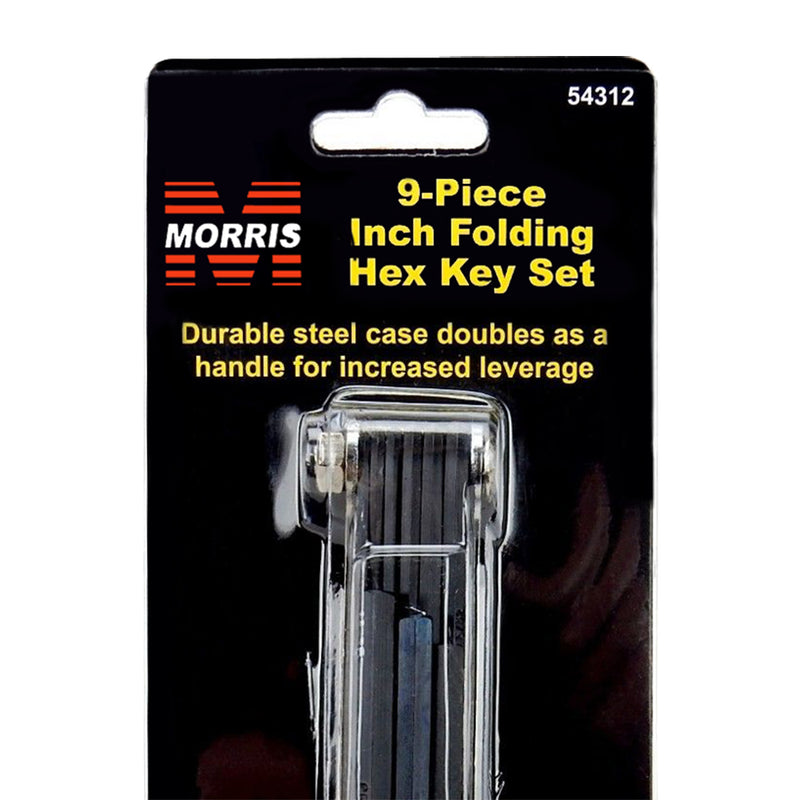 Folding Hex Wrench Key Set, 9-Pieces, Standard Inch Sizes 5/64-1/4
